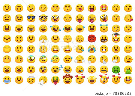 Various emoji faces flat icons big set for web design 78386232