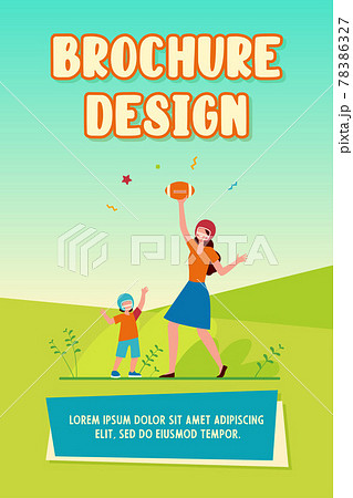 Mom and son playing football 78386327