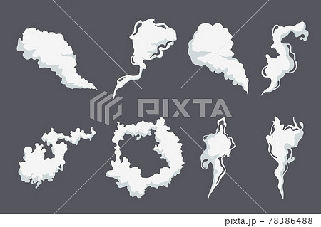 Cartoon Smoke Or Steam Cloud Shapes Setのイラスト素材 78386488 Pixta