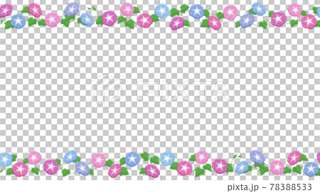 朝顔のかわいいフレームのイラスト_ライン_16:9 78388533