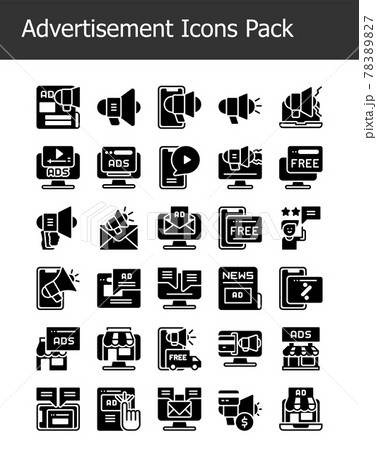 set of online advertisement online marketing icons solid glyph set of online advertisement online marketing icons solid glyph 78389827