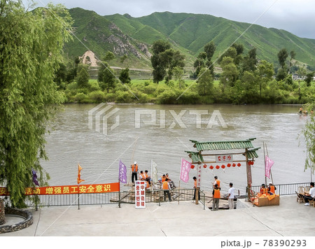 中国吉林省 中朝国境の街・図們と豆満江 / Tumen, Jilin, China 78390293