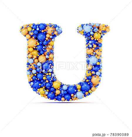U letter with colored shiny balls 78390389
