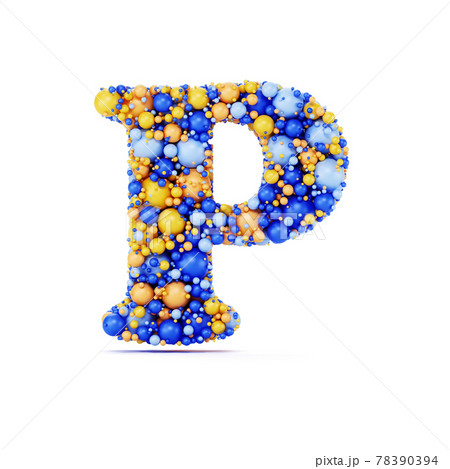P letter with colored shiny balls 78390394