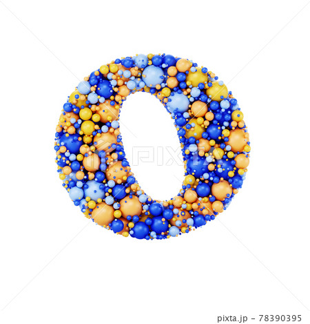 O letter with colored shiny balls 78390395