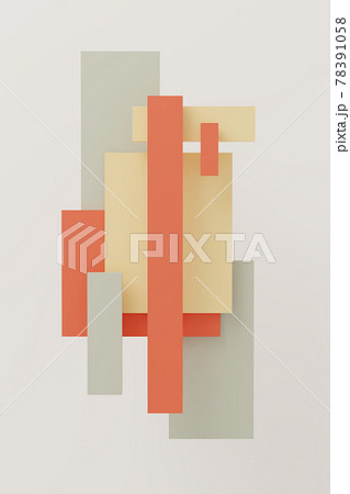 Abstract 3D illustration composed of rectangles against a neutral background 78391058