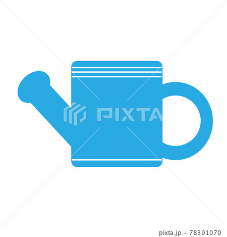 blue rectangular watering can with stripes isolated on white background 78391070