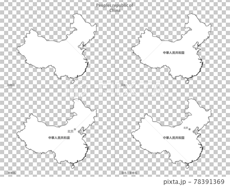 白地図 アジア 中華人民共和国のイラスト素材