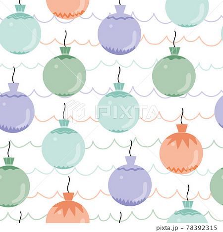 Vector seamless pattern with glass, pastel new years tree toys for package, background, card. Vector seamless pattern with glass, pastel new years tree toys for package, background, card. 78392315