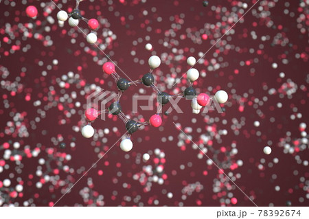 Kojic acid molecule, scientific molecular model, 3d rendering 78392674