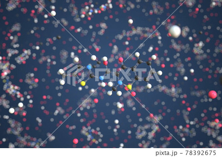 Meloxicam molecule, scientific molecular model, 3d rendering 78392675