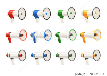 Realistic megaphone different shape and form big set 78394384