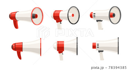 Realistic megaphone loud speaker set for announcement 78394385