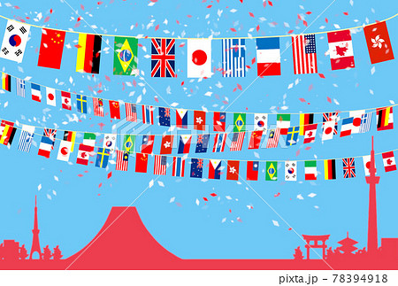 東京の空に万国旗が広がる　オリンピック　運動会　フェスティバル 78394918