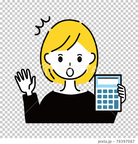 電卓　驚く　女性 78397087