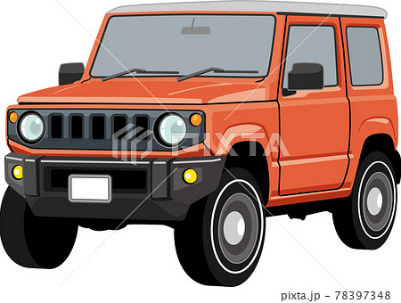 かわいいレトロなsuv四輪駆動のイラストのイラスト素材