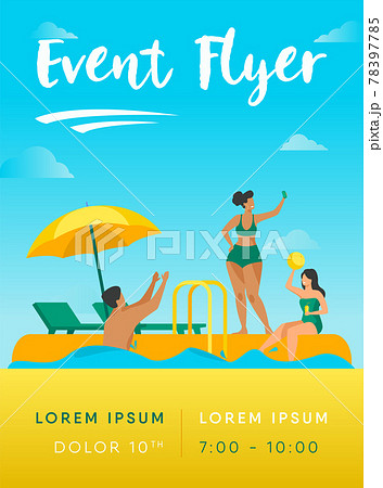 Happy people enjoying swimming pool party 78397785