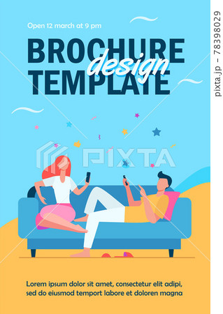 Couple sitting on sofa and using smartphones 78398029