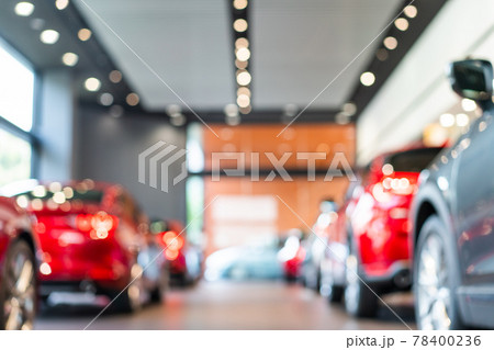 blur view of new modern car in showroom 78400236