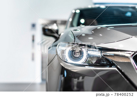 modern car led headlight in showroom modern car led headlight in showroom 78400252