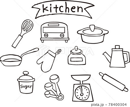 手書きのキッチンセット 78400304