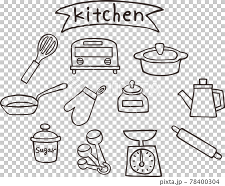 手書きのキッチンセット 78400304