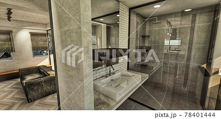 スタイリッシュなマンションの洗面所 78401444