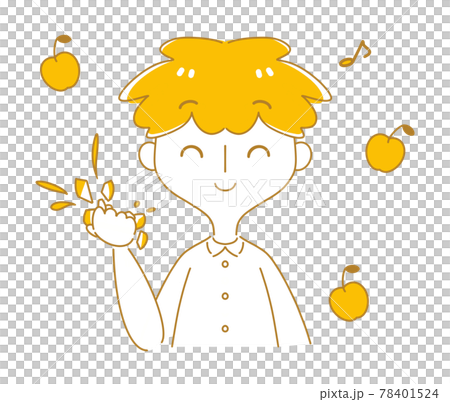笑顔でリンゴを握り潰す 78401524