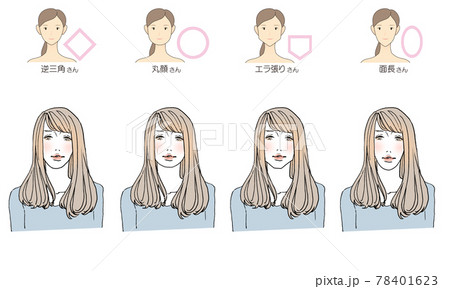 顔型別ヘアスタイルイラスト 78401623