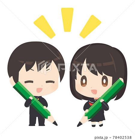 鉛筆を持った生徒のイラスト 鉛筆を持った生徒のイラスト 78402538