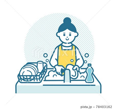 Woman washing dishes Woman washing dishes 78403162