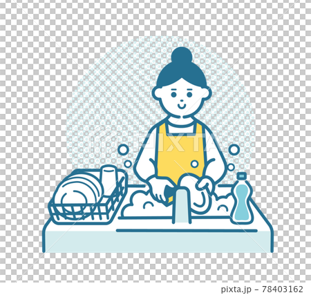 Woman washing dishes Woman washing dishes 78403162