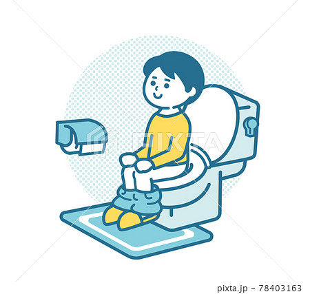 Boy sitting on the toilet bowl Boy sitting on the toilet bowl 78403163