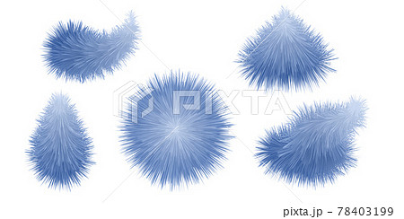 Fur pompom and feathers. Fluffy furry poms, blue color. Set of isolated elements. Vector illustrations Fur pompom and feathers. Fluffy furry poms, blue color. Set of isolated elements. Vector illustrations 78403199