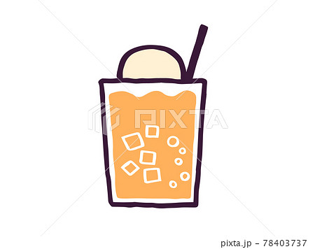 かわいいオレンジジュース　クリームソーダ　drink　ドリンク／手書きイラスト素材 78403737