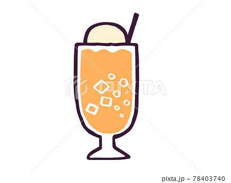 かわいいオレンジジュース クリームソーダ Drink ドリンク 手書きイラスト素材のイラスト素材