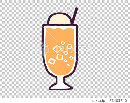 かわいいオレンジジュース クリームソーダ Drink ドリンク 手書きイラスト素材のイラスト素材