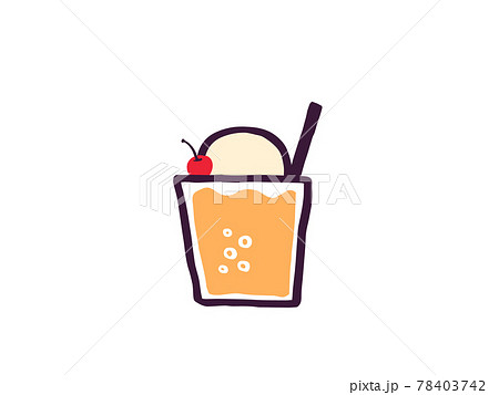 かわいいオレンジジュース クリームソーダ Drink ドリンク 手書きイラスト素材のイラスト素材