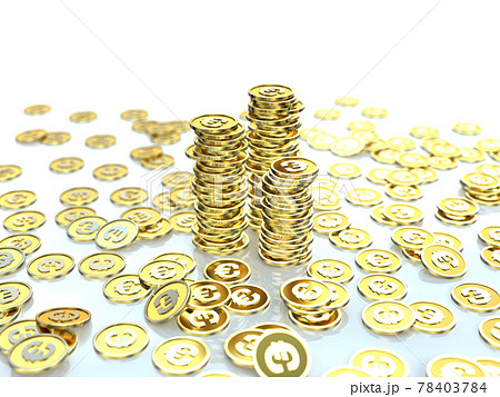 ユーロ　積み上げた黄金のコイン　CGイラスト横 78403784