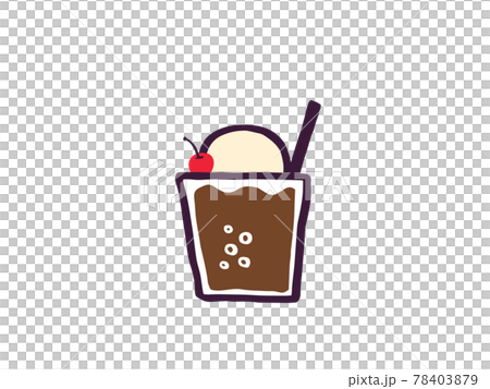 可愛的可樂奶油汽水飲料/手寫插畫素材 78403879