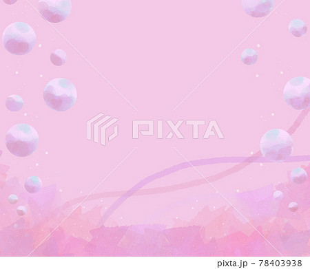 水彩風 海の泡と漂う水のイメージ ピンクverのイラスト素材