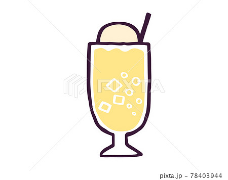 かわいいアップルジュース クリームソーダ Drink ドリンク 手書きイラスト素材のイラスト素材