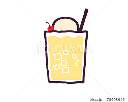 かわいいアップルジュース クリームソーダ Drink ドリンク 手書きイラスト素材のイラスト素材