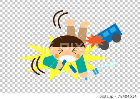 子供が歯磨き中に転倒する事故のイメージのイラスト素材