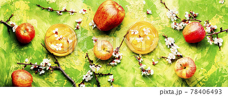 Bowl of apple jam,top view 78406493