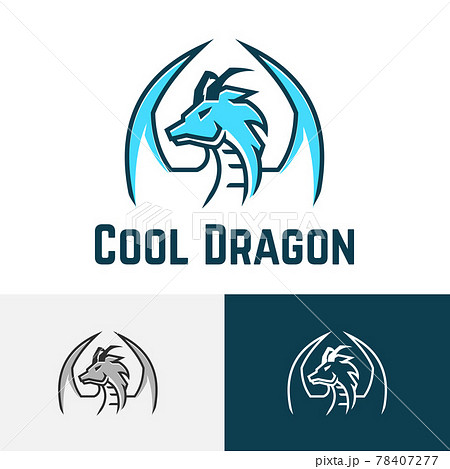 Blue Cool Ice Dragon Esport Game Logo Symbolのイラスト素材