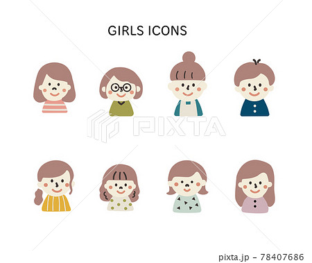 いろいろな女性のアイコンセット 78407686