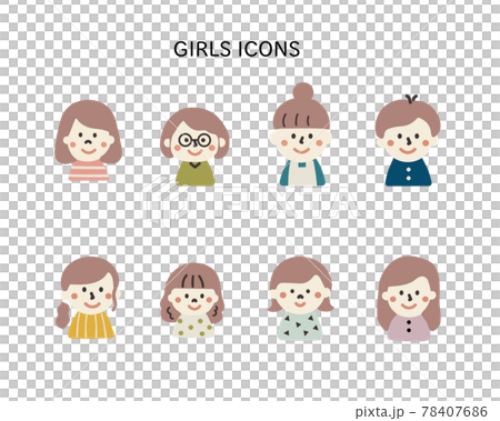 いろいろな女性のアイコンセット 78407686