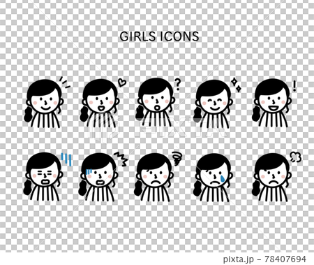 Women with various facial expressions ・ Icon set 78407694