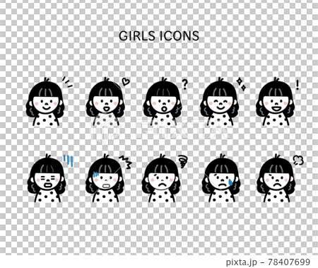 いろいろな表情の女性・アイコンセット 78407699